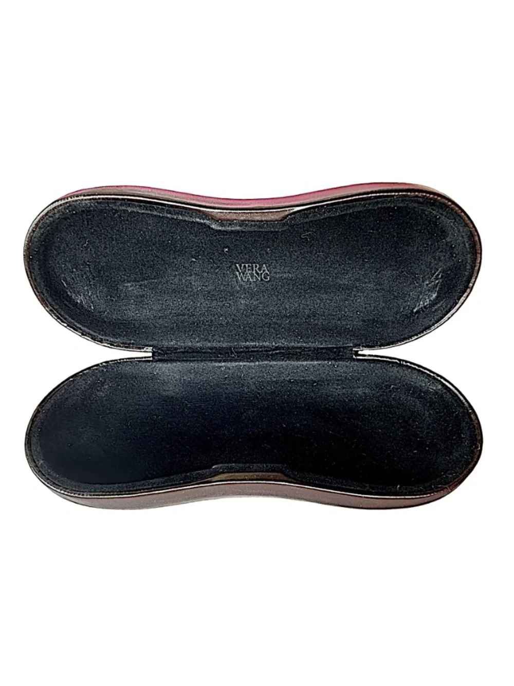 VERA WANG Brown Eyeglasses Case 6” Hard Shell Kidney Shaped